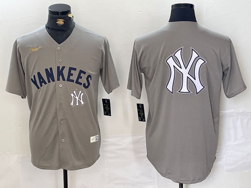 Men New York Yankees Blank Grey Throwback Nike Game 2024 MLB Jersey style 5->san francisco 49ers->NFL Jersey